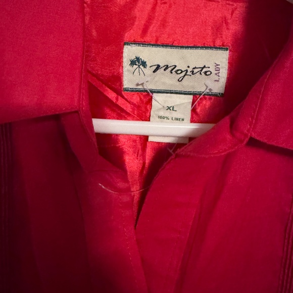 Red Linen Button Down Shirt Dress by “Mojito Lady” in Sz. XL EUC - Picture 2 of 7